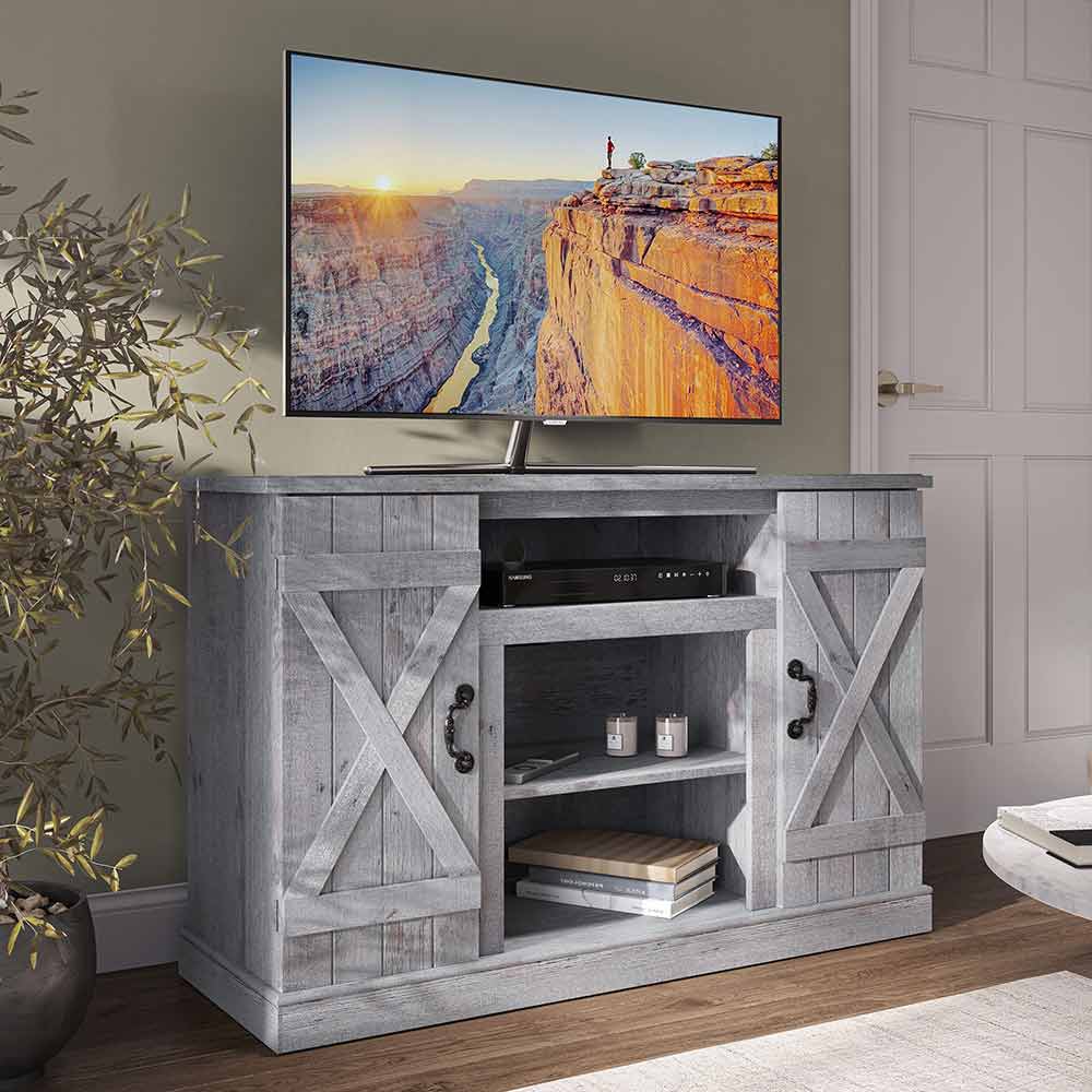 Veropeso Low Profile Farmhouse TV Stand for 50+ Inch TV