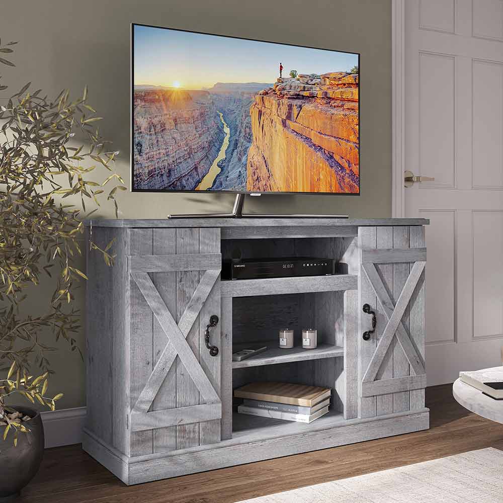 Veropeso Barn Door Fireplace TV Stand