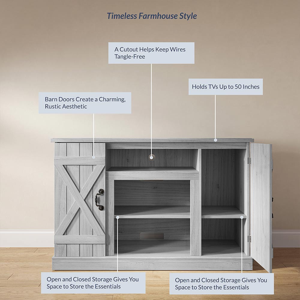 Veropeso Low Profile Farmhouse TV Stand for 50+ Inch TV