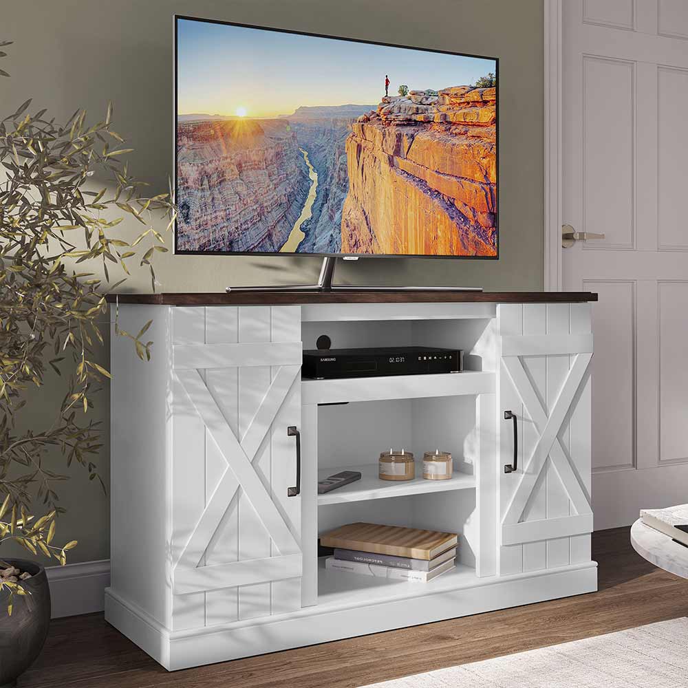 Veropeso Low Profile Farmhouse TV Stand for 50+ Inch TV