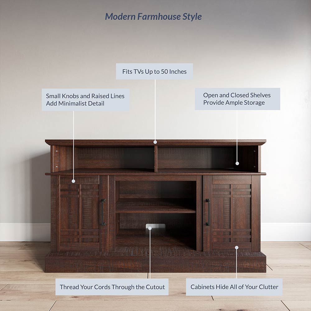 Norrell Farmhouse Fireplace TV Stand for TVs up to 50″