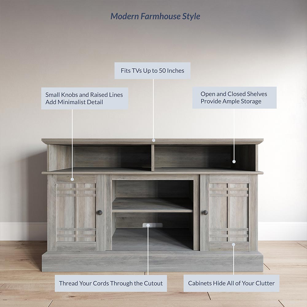 Norrell Farmhouse Fireplace TV Stand for TVs up to 50″