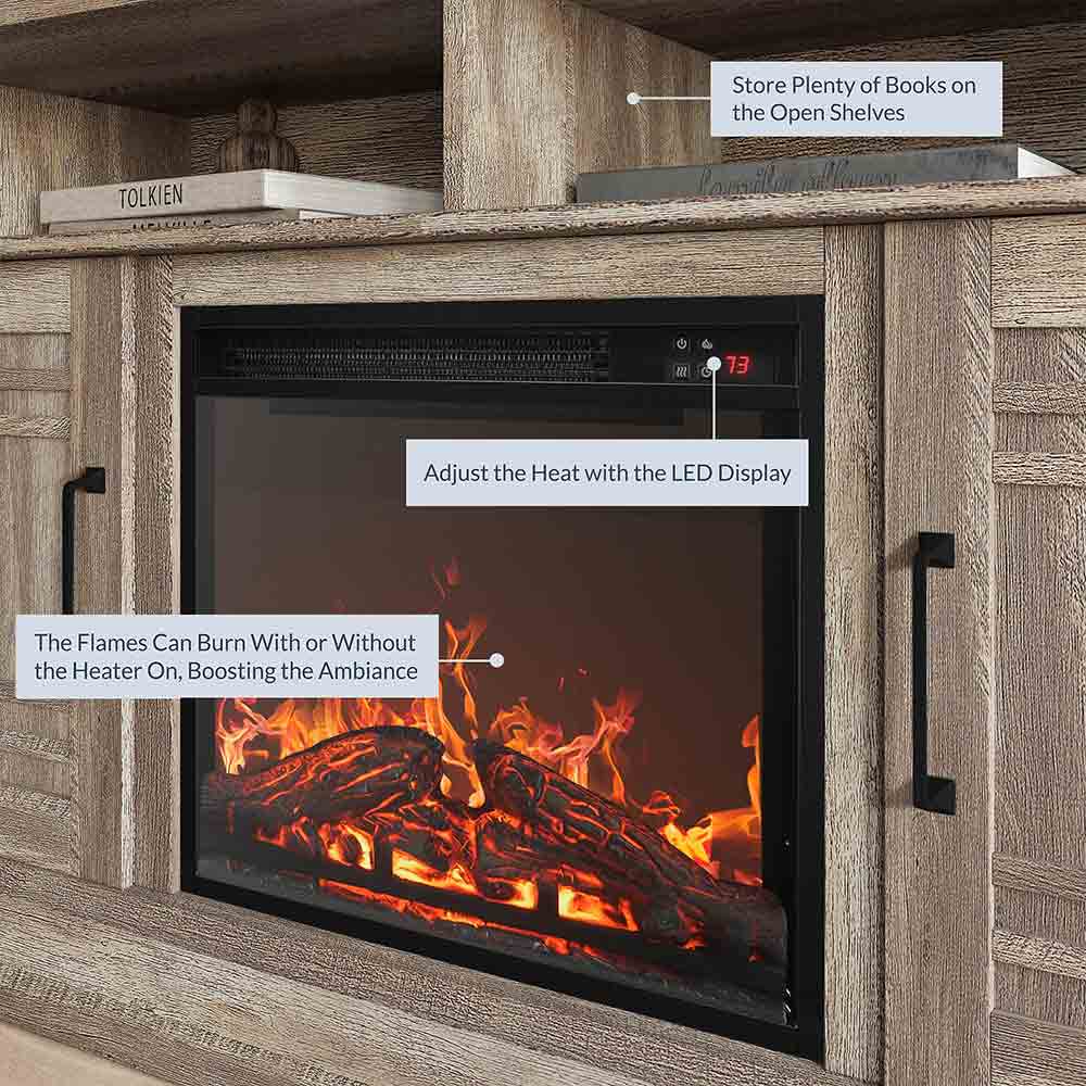 Norrell Farmhouse Fireplace TV Stand for TVs up to 50″