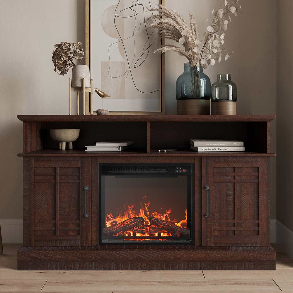 Norrell Farmhouse TV Stand with Fireplace for 50+ Inch TV