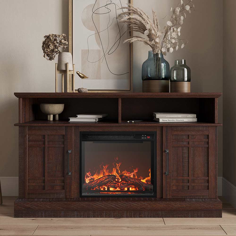 Norrell Farmhouse Fireplace TV Stand for TVs up to 50″