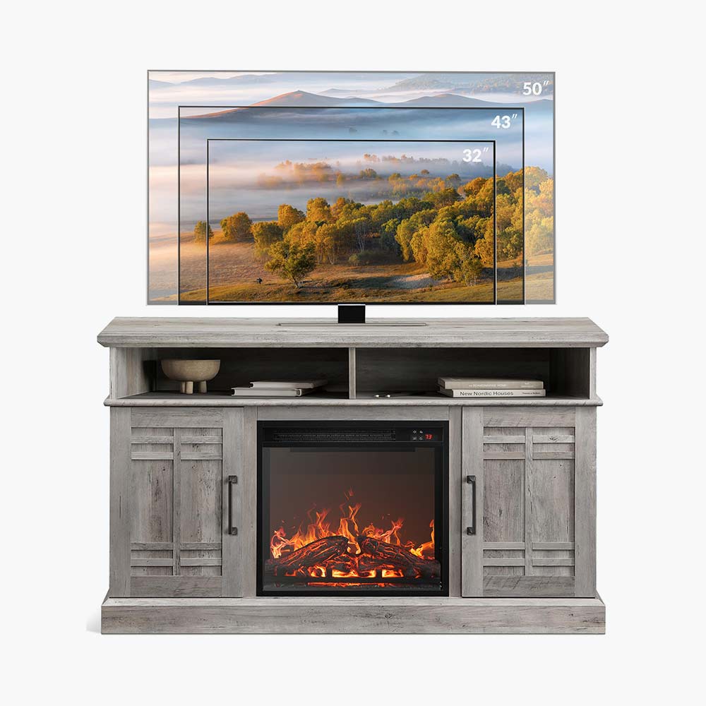 Norrell Farmhouse TV Stand with Fireplace for 50+ Inch TV