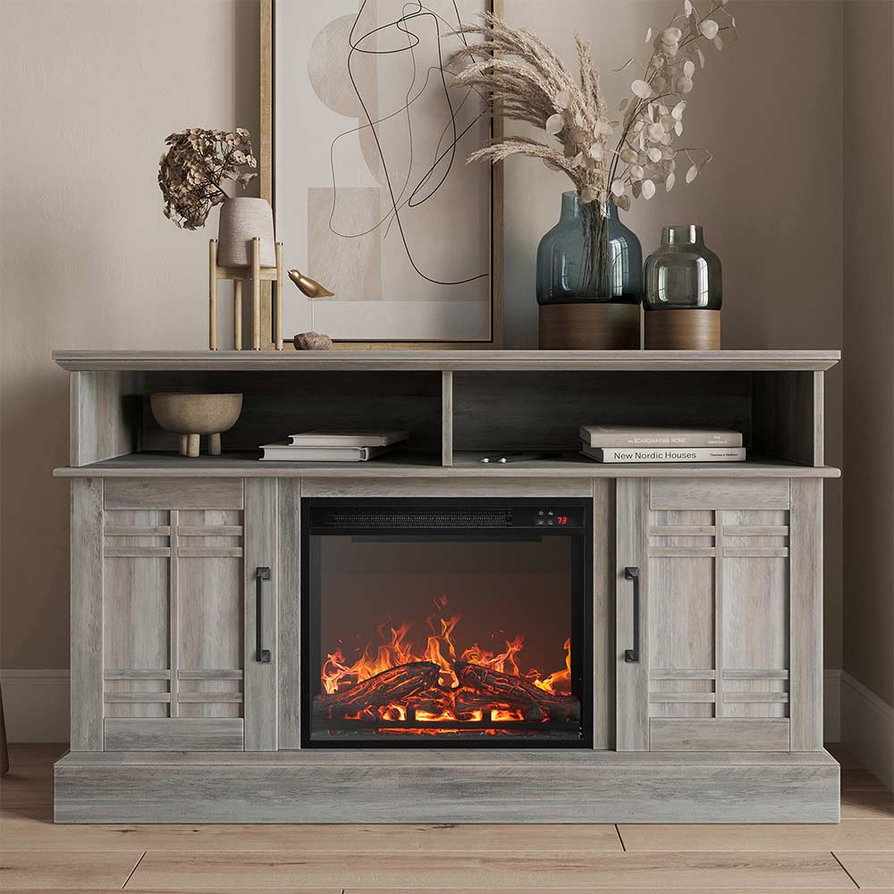 Norrell Farmhouse Fireplace TV Stand for TVs up to 50″