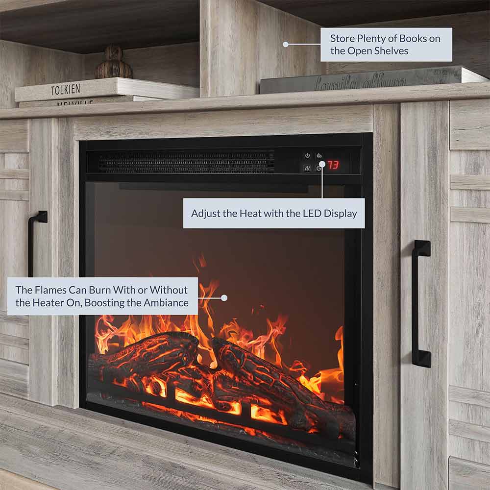 Norrell Farmhouse Fireplace TV Stand for TVs up to 50″