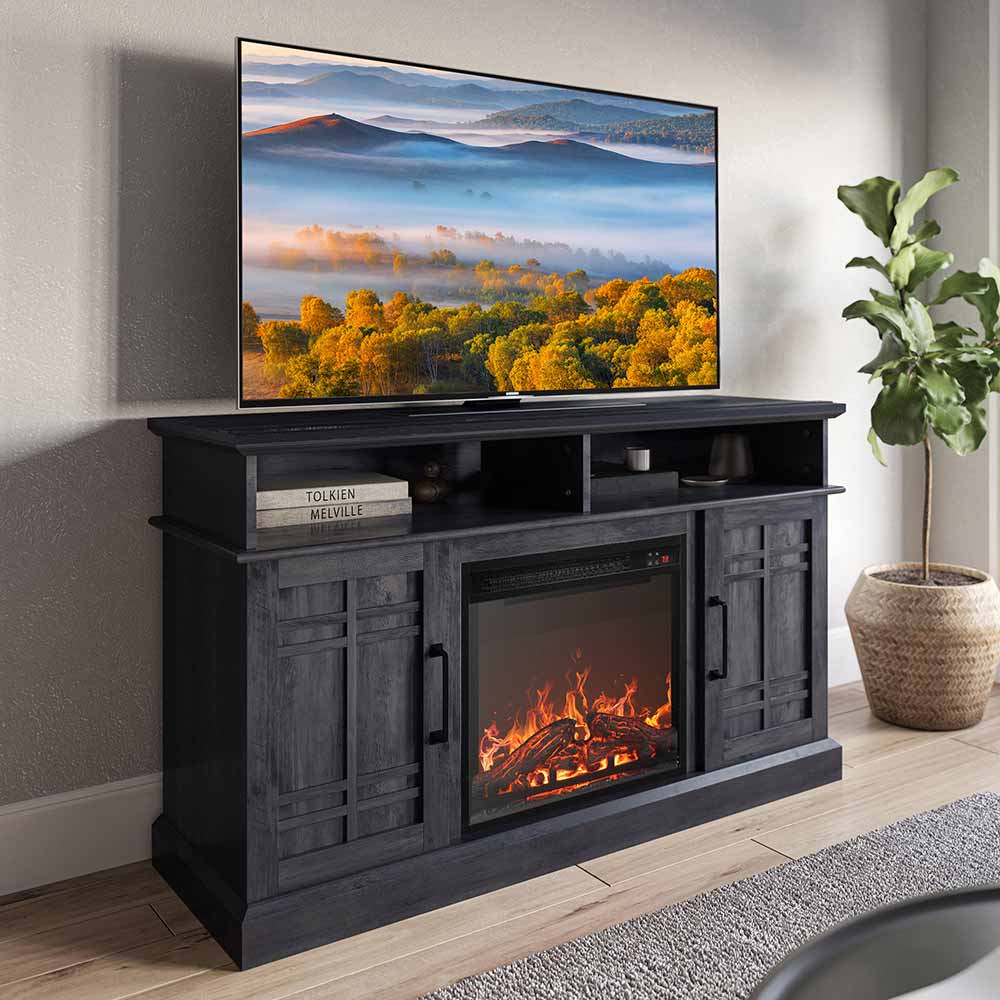 Norrell Farmhouse TV Stand with Fireplace for 50+ Inch TV