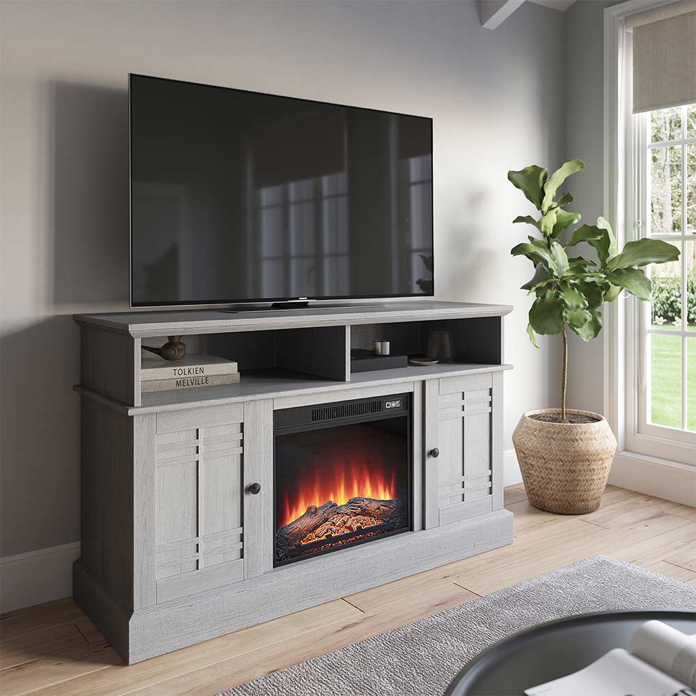 Norrell Farmhouse TV Stand with Fireplace for 50+ Inch TV