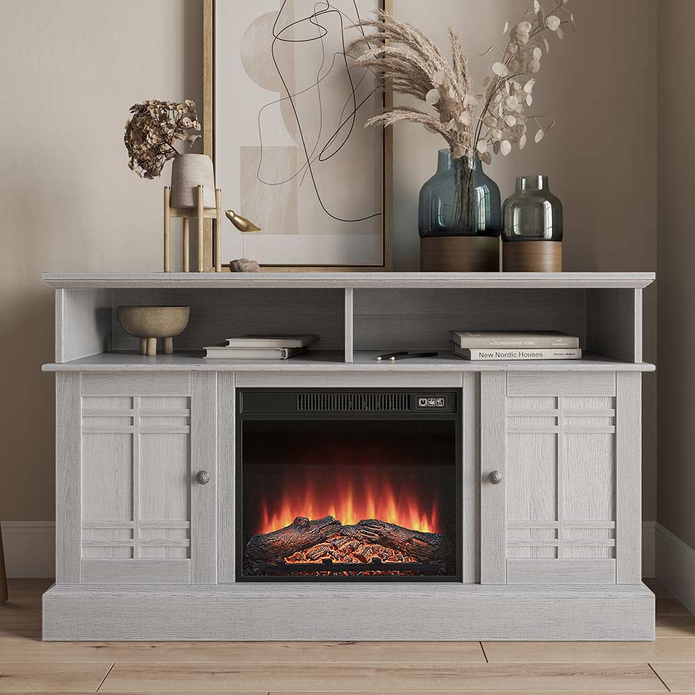 Norrell Farmhouse TV Stand with Fireplace for 50+ Inch TV