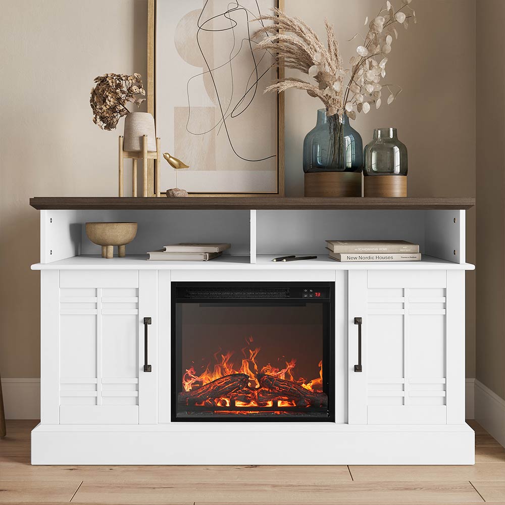 Norrell Farmhouse TV Stand with Fireplace for 50+ Inch TV