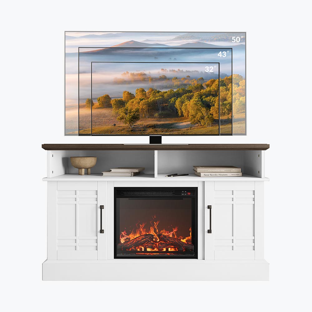 Norrell Farmhouse TV Stand with Fireplace for 50+ Inch TV