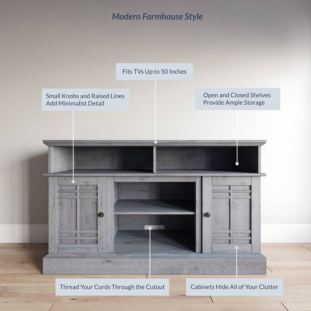 Norrell Farmhouse TV Stand with Fireplace for 50+ Inch TV