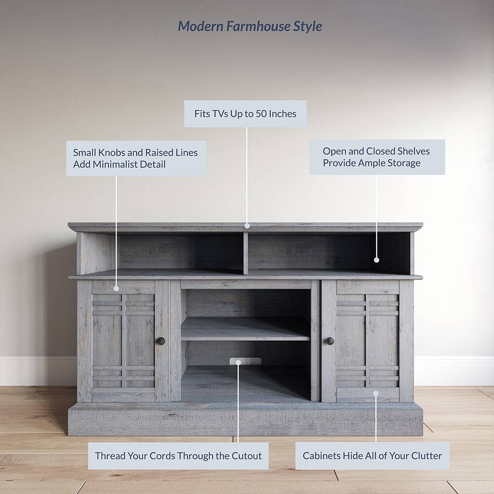 Norrell Farmhouse Fireplace TV Stand for TVs up to 50″
