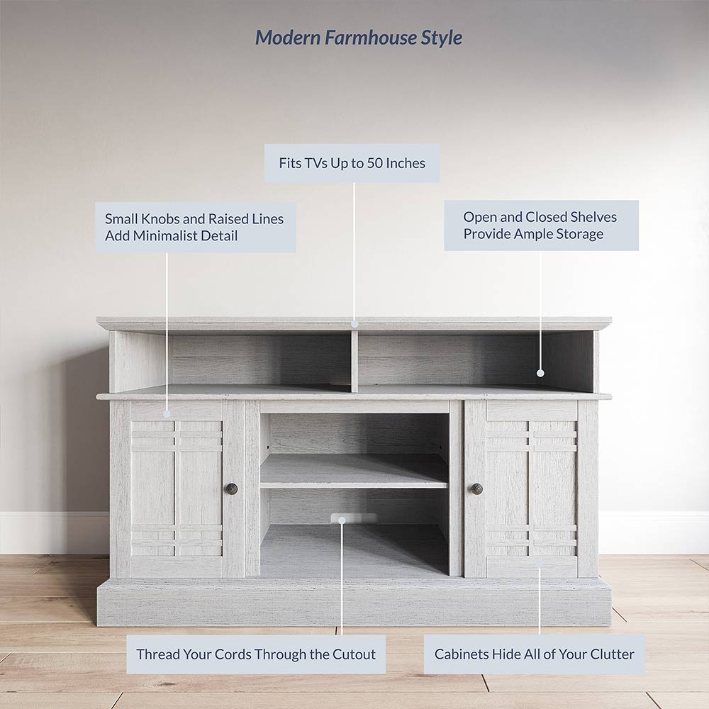 Norrell Farmhouse TV Stand with Fireplace for 50+ Inch TV