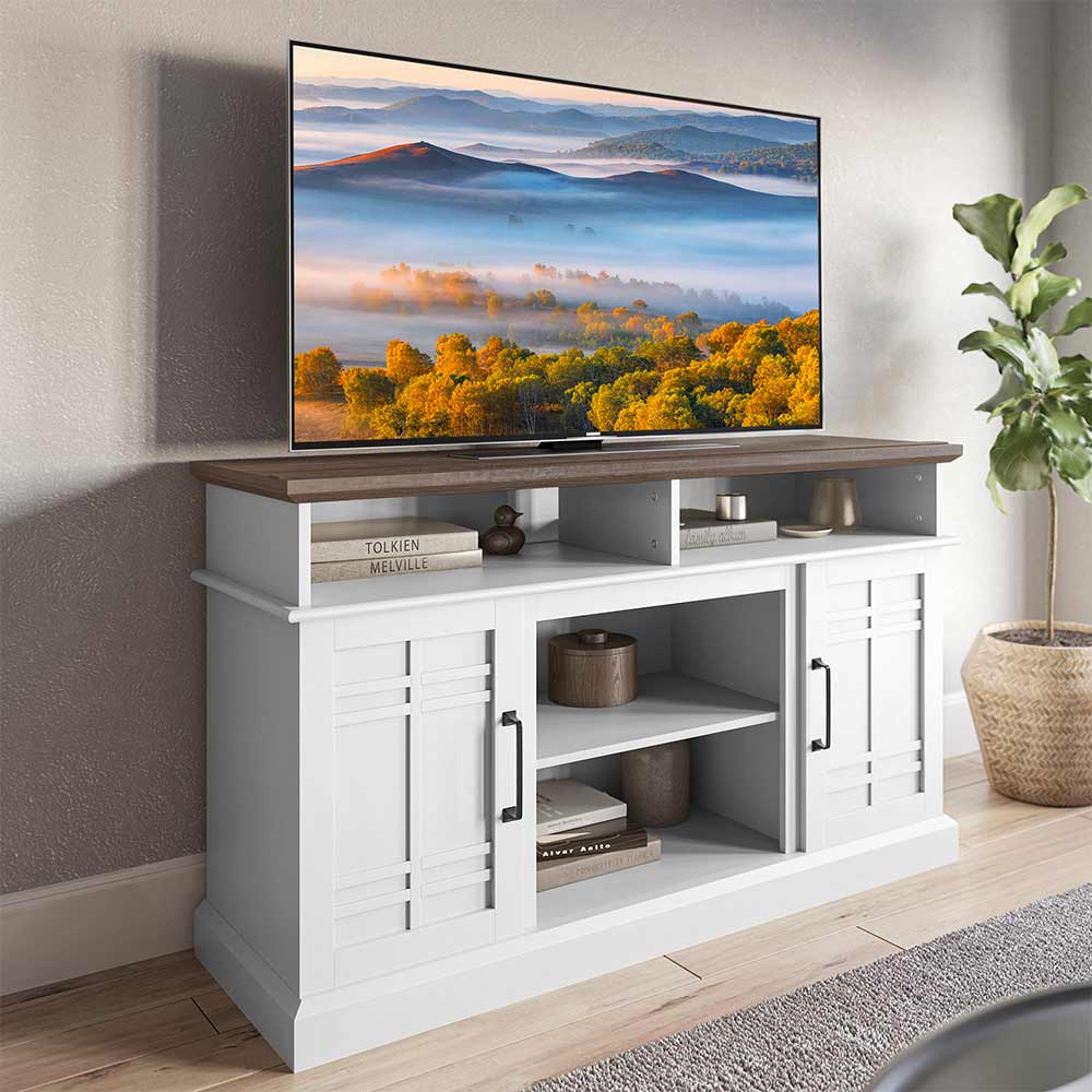 Norrell Farmhouse Fireplace TV Stand for TVs up to 50″