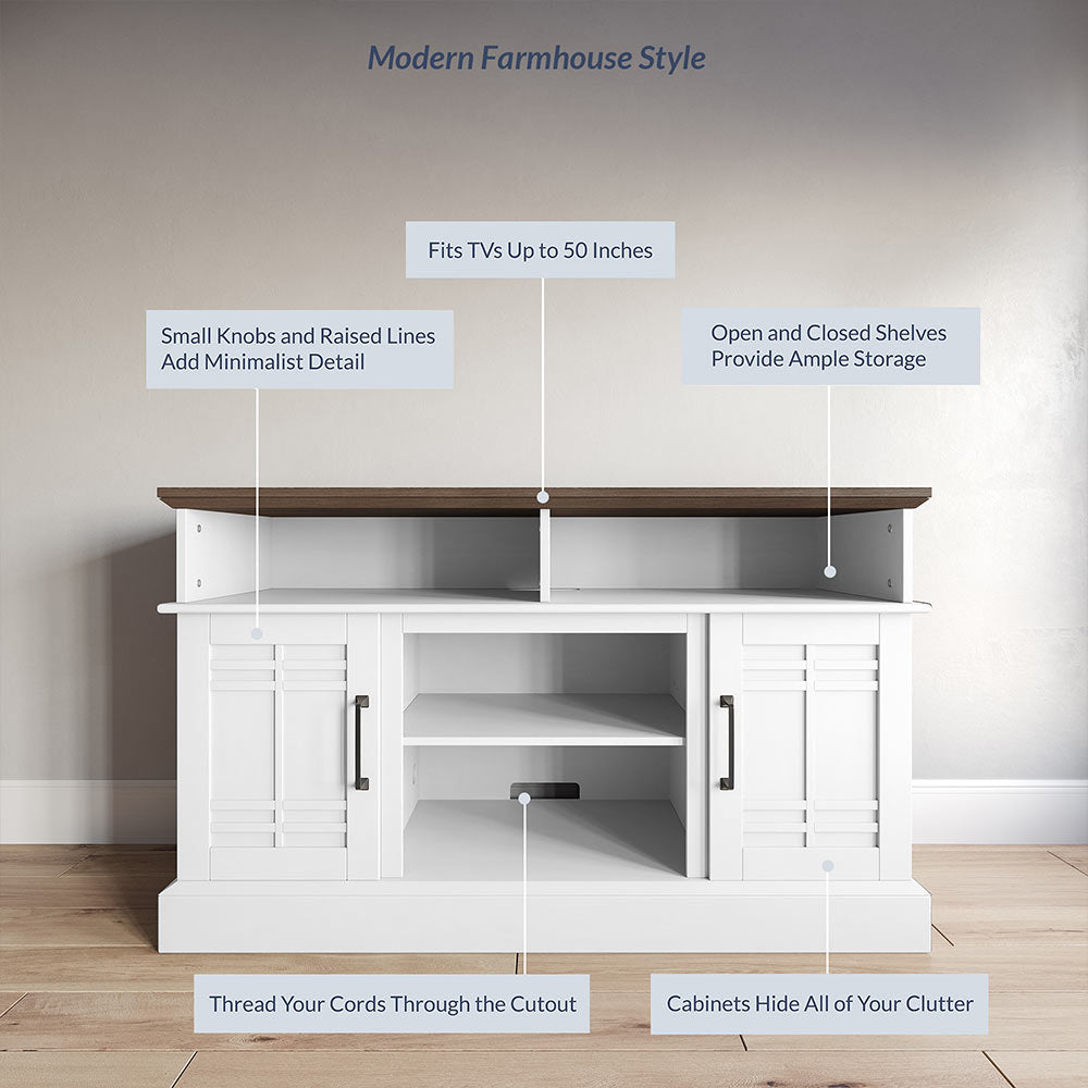 Norrell Farmhouse Fireplace TV Stand for TVs up to 50″