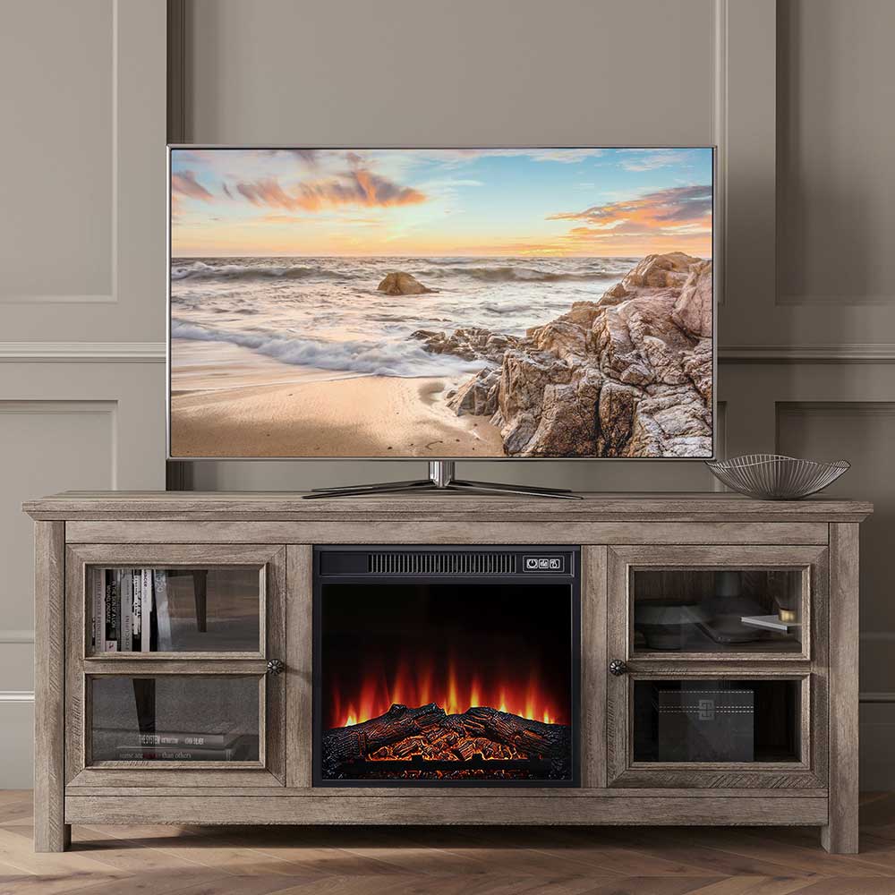 Kenton Low Profile Fireplace TV Stand for 65+ Inch TV