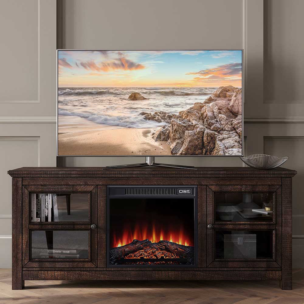 Kenton Low Profile Fireplace TV Stand for 65+ Inch TV