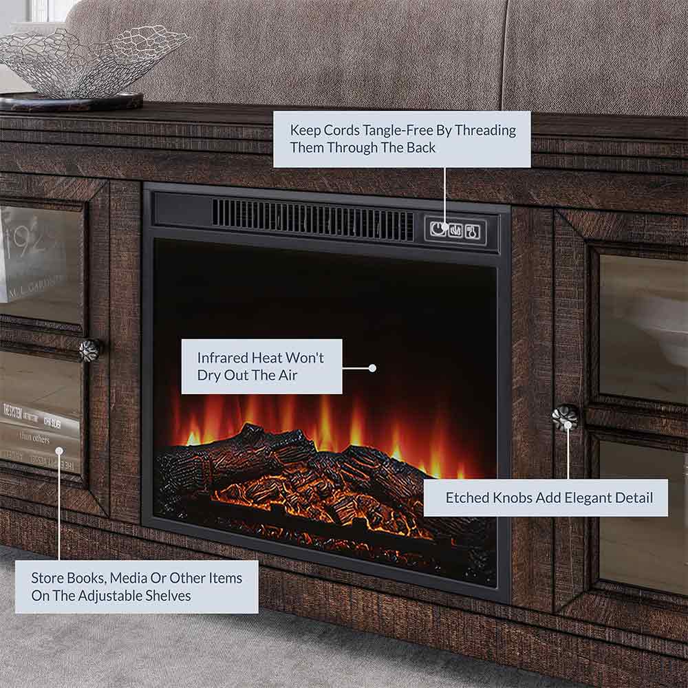 Kenton Low Profile Fireplace TV Stand for 65+ Inch TV