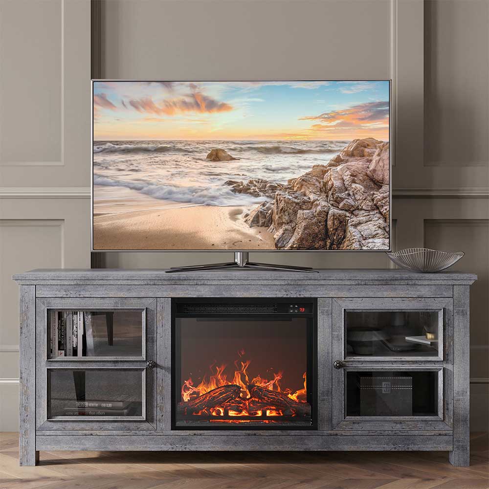 Kenton Low Profile Fireplace TV Stand for 65+ Inch TV