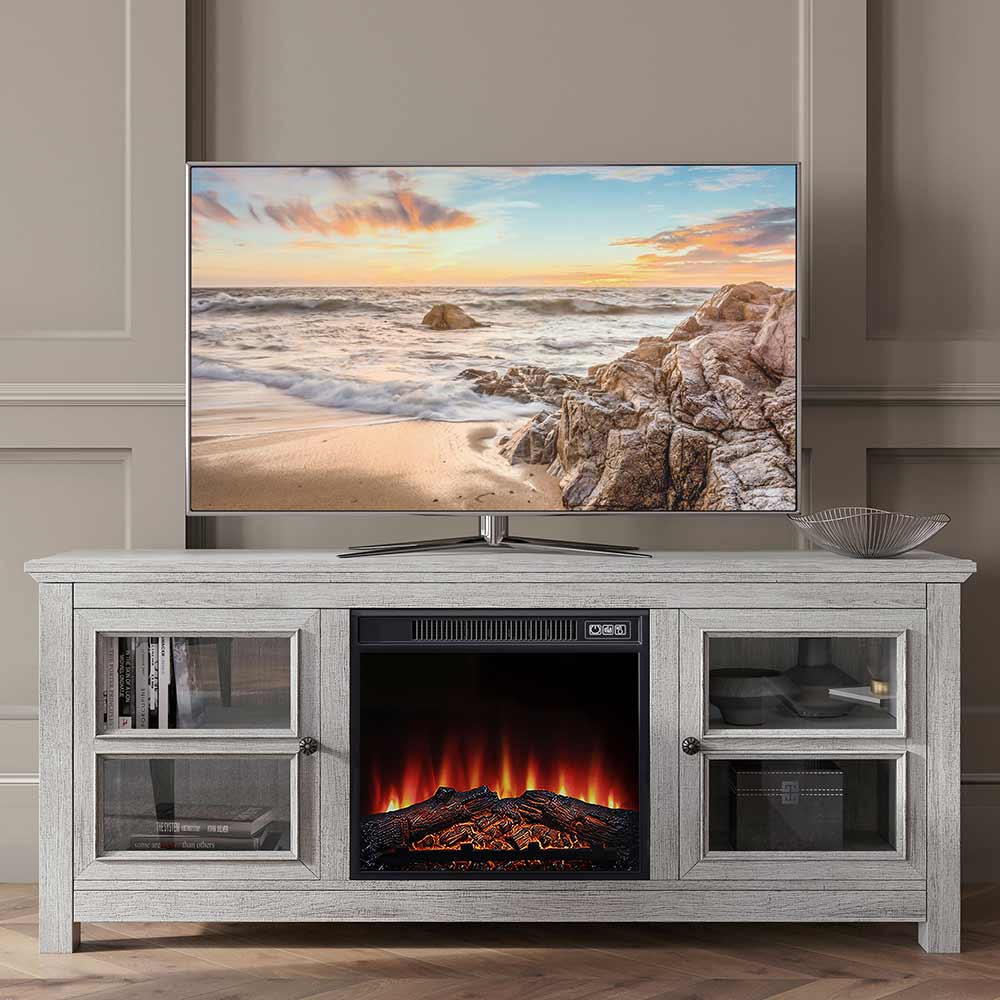 Kenton Low Profile Fireplace TV Stand for 65+ Inch TV