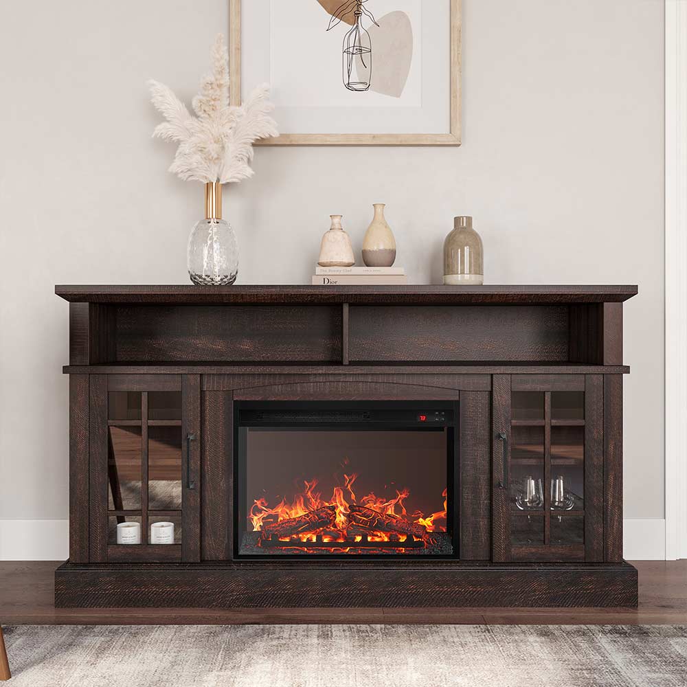 Astorga Modern TV Stand with Fireplace for 65+ Inch TV