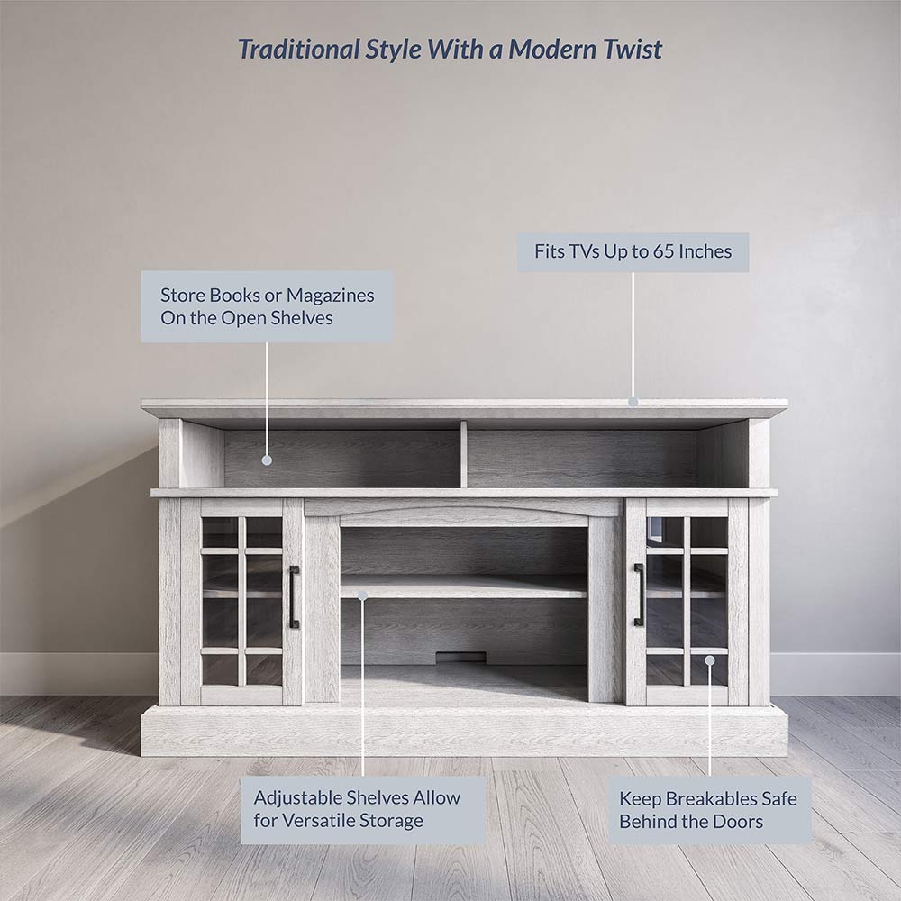 Astorga Farmhouse TV Stand with Fireplace for TVs up to 65″
