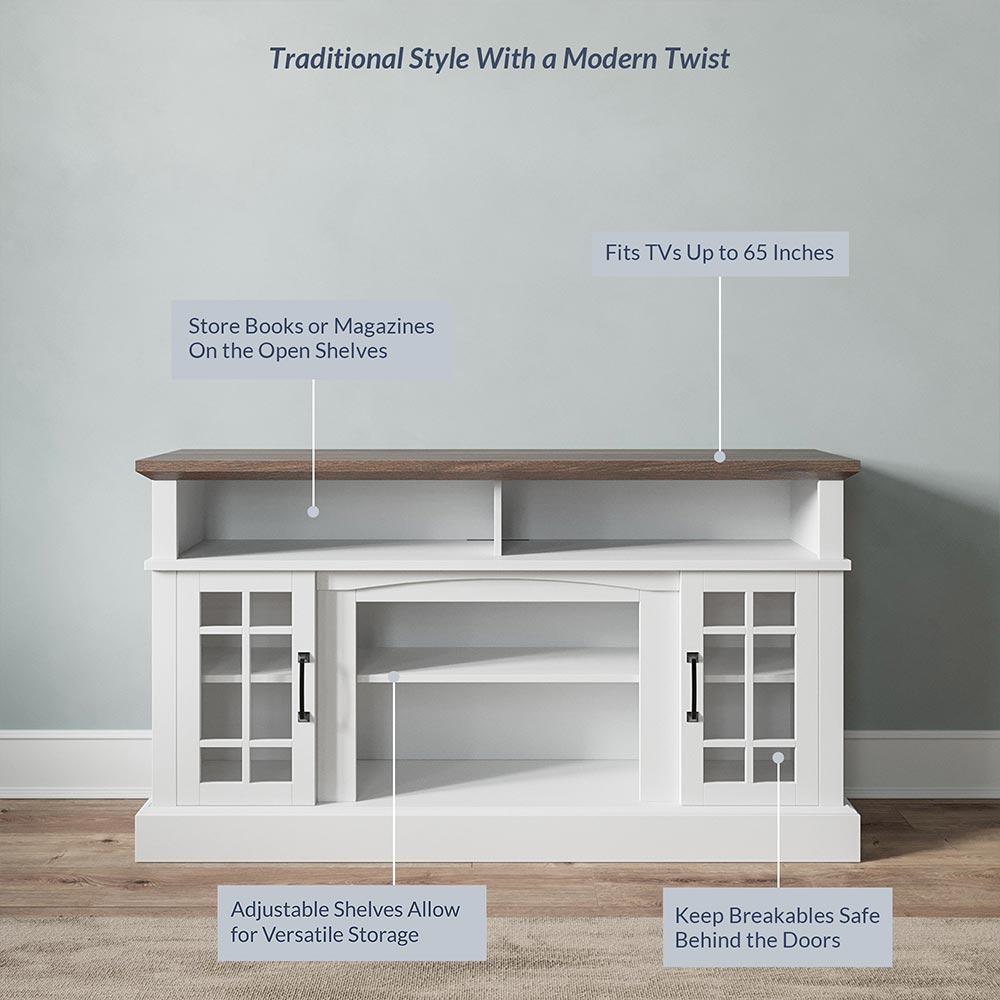 Astorga Farmhouse TV Stand with Fireplace for TVs up to 65″