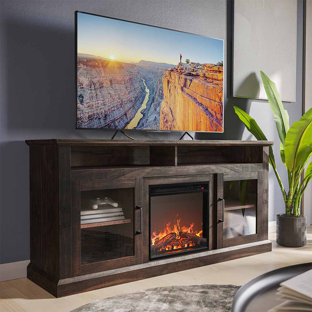 Cayman Farmhouse Fireplace TV Stand for TVs up to 65″