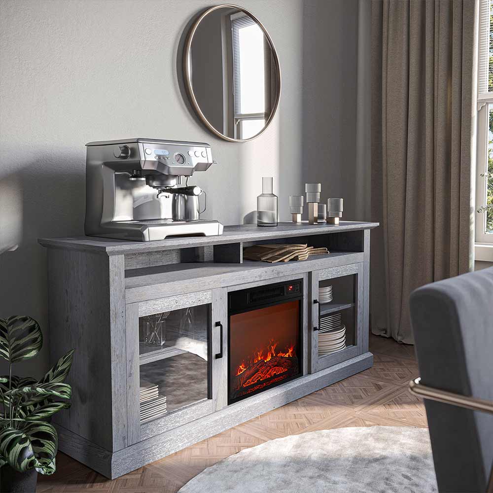 Cayman Farmhouse Fireplace TV Stand for TVs up to 65″