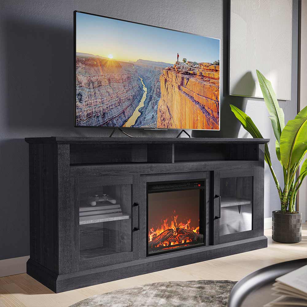 Cayman Farmhouse Fireplace TV Stand for TVs up to 65″