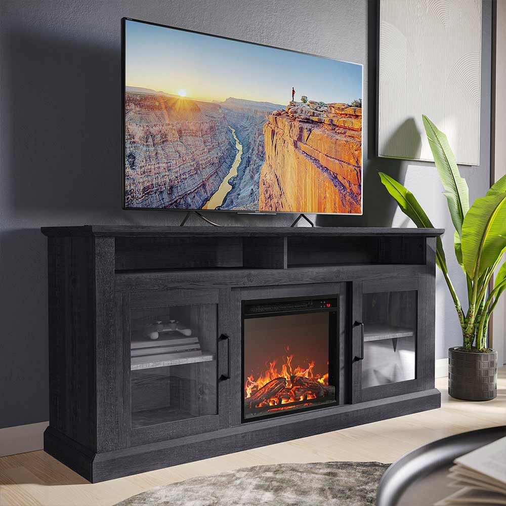 60 Inch Traditional Electric Fireplace Media Console | BELLEZE