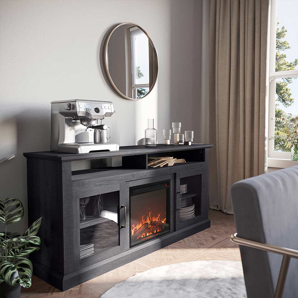 Cayman Farmhouse Fireplace TV Stand for TVs up to 65″