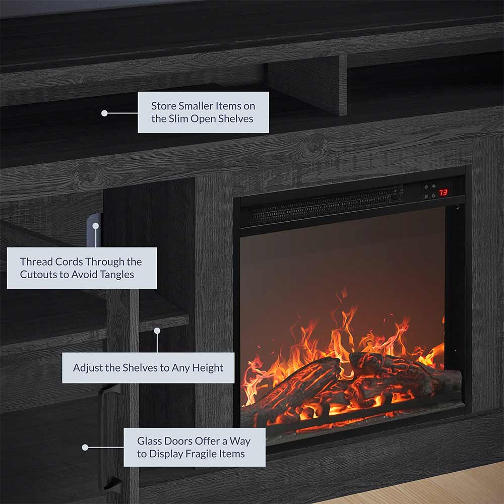 Cayman Farmhouse Fireplace TV Stand for TVs up to 65″