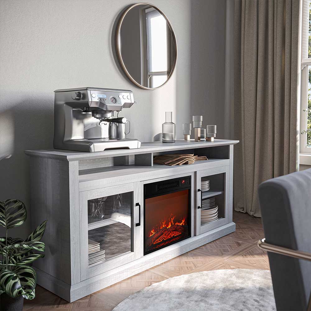 Cayman Farmhouse Fireplace TV Stand for TVs up to 65″