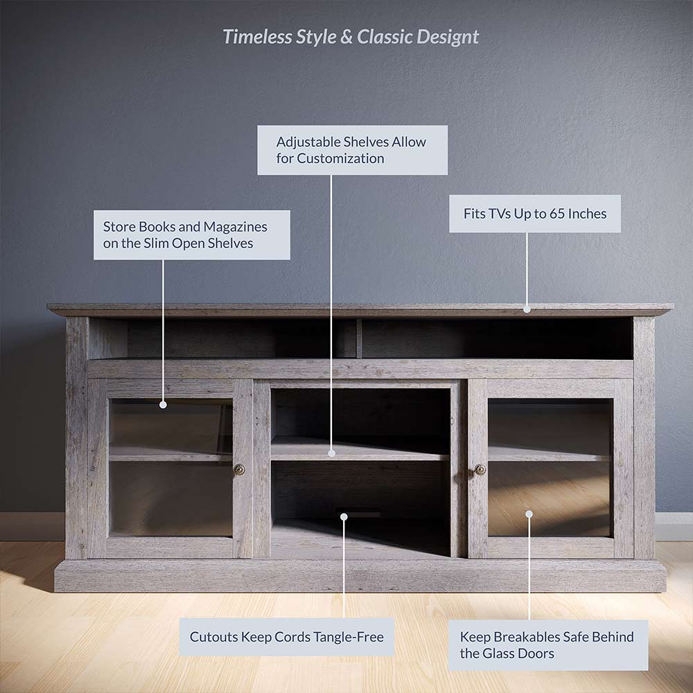 Cayman Modern Fireplace TV Stand for 65+ Inch TV