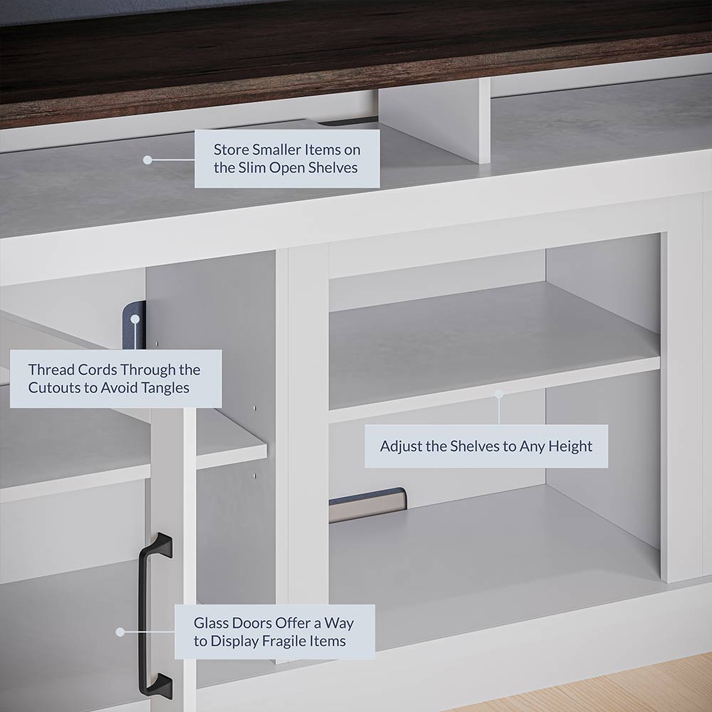 Cayman Farmhouse Fireplace TV Stand for TVs up to 65″