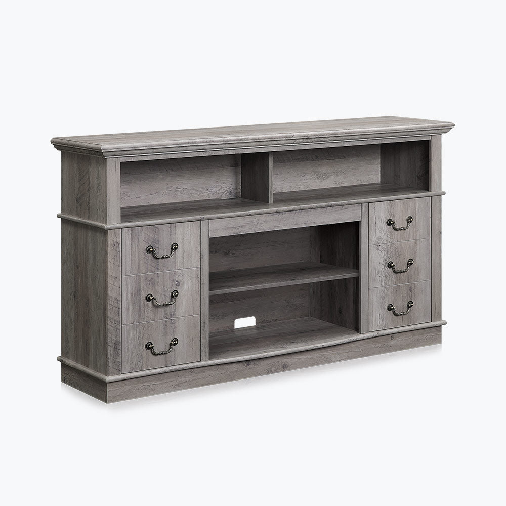 Stoneford Farmhouse TV Stand with Fireplace for 65+ Inch TV