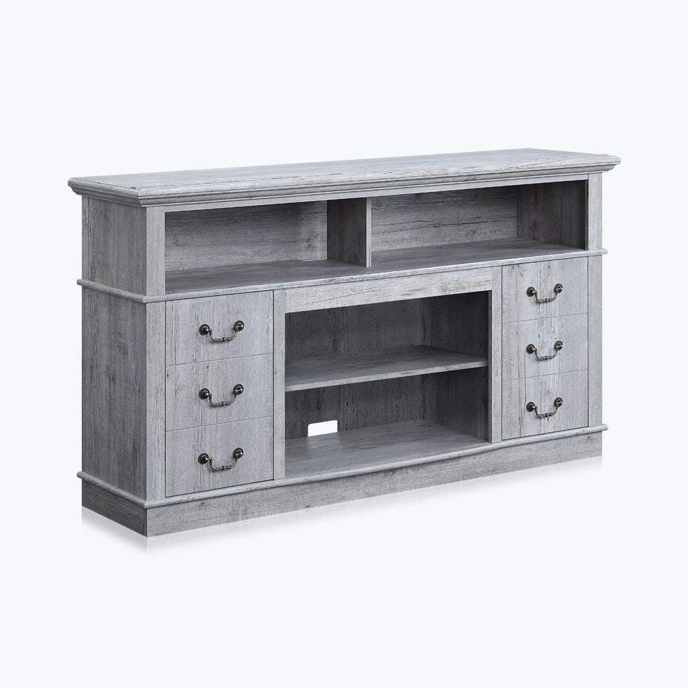 Stoneford Farmhouse TV Stand with Fireplace for 65+ Inch TV