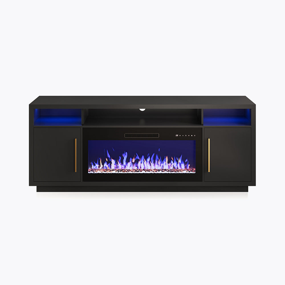 Avenue Long TV Stand with Fireplace for TVs up to 75″