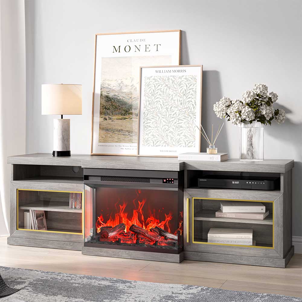 Bardot Modern TV Stand with Fireplace for 75+ Inch TV
