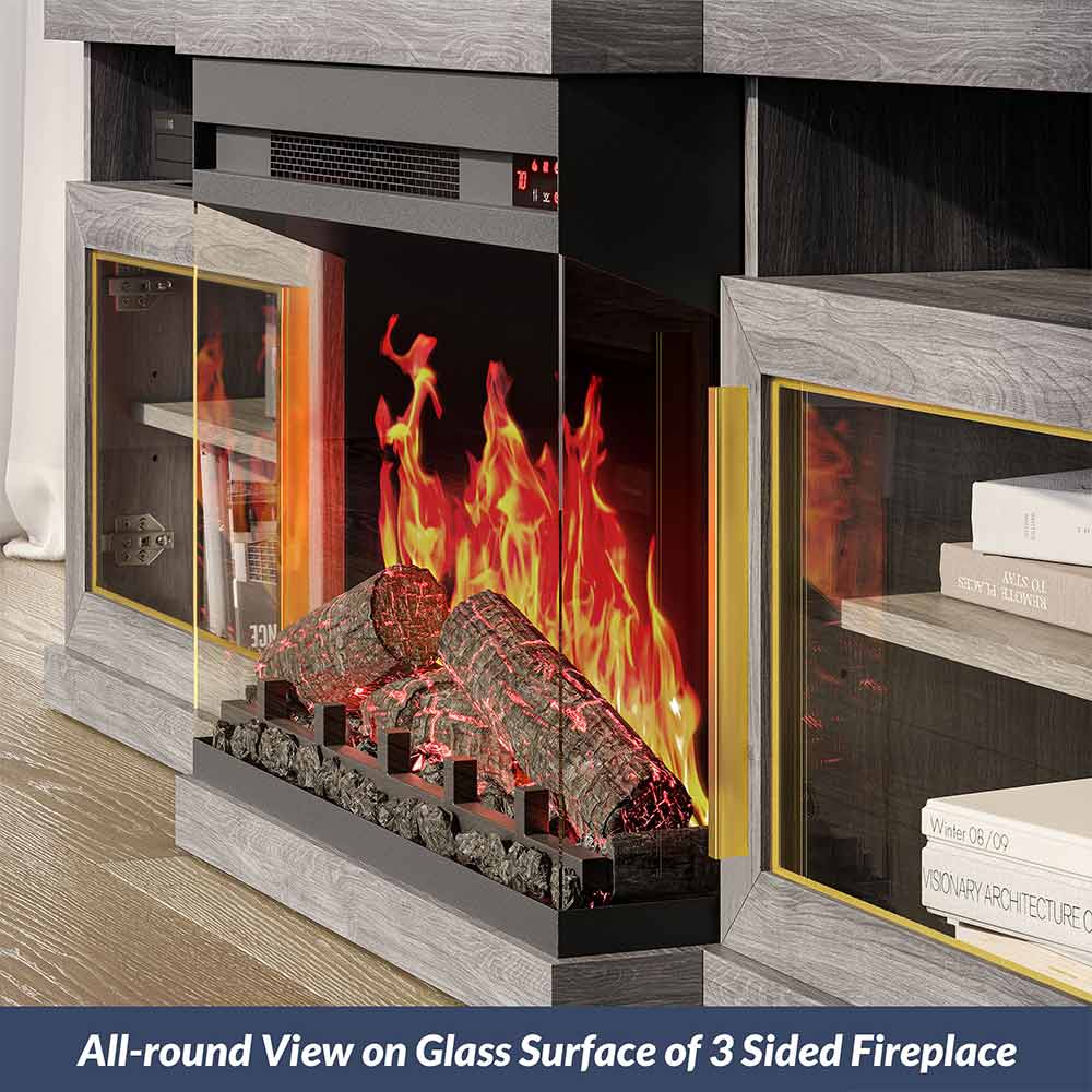 Bardot Modern TV Stand with Fireplace for 75+ Inch TV