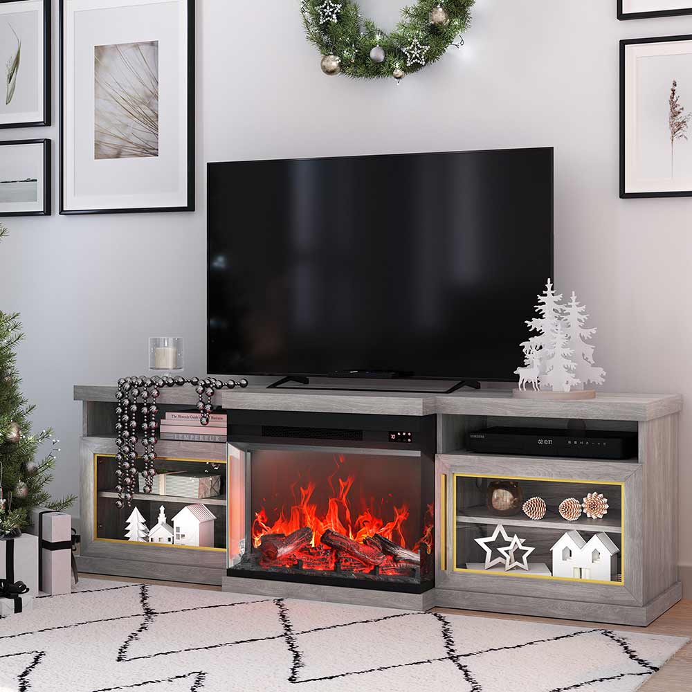 Bardot Modern TV Stand with Fireplace for 75+ Inch TV