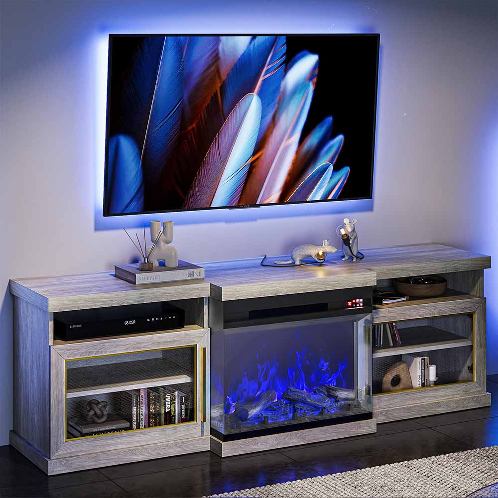 Bardot Modern TV Stand with Fireplace for 75+ Inch TV