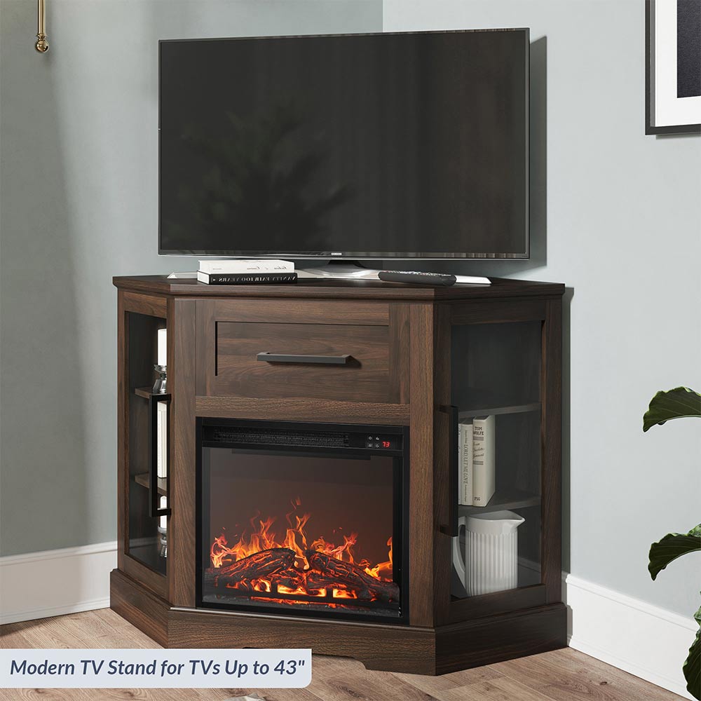 Dale Corner TV Stand with Fireplace for TVs up to 43