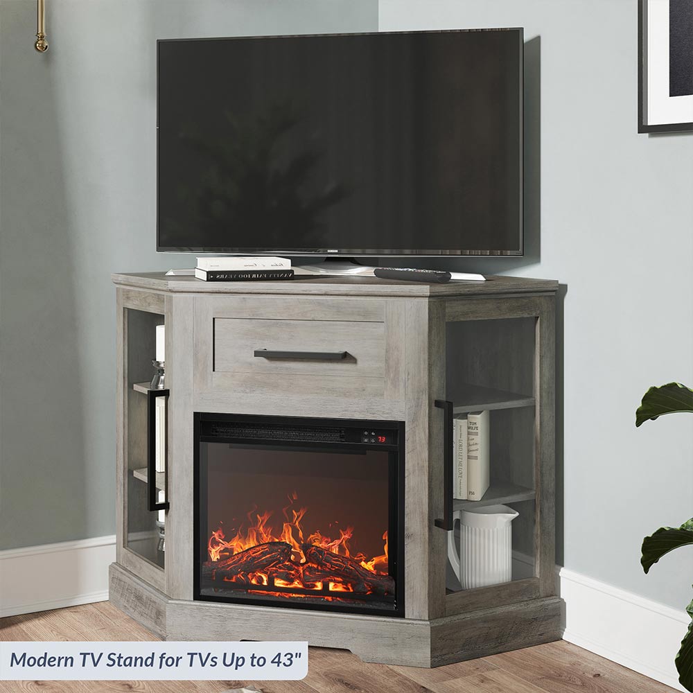 Dale Corner TV Stand with Fireplace for TVs up to 43