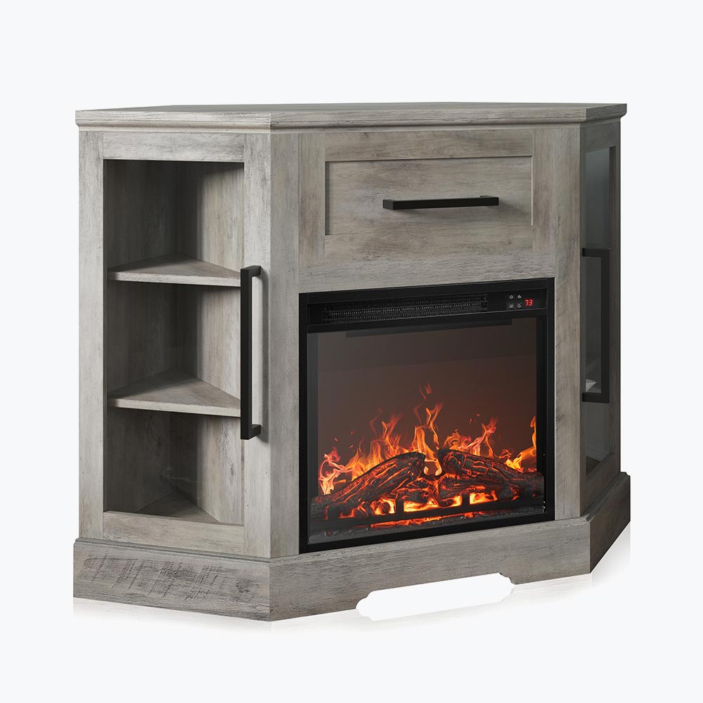 Dale 43" Corner TV Stand with 18" Electric Fireplace Heater