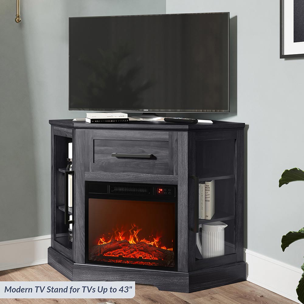 Dale Corner TV Stand with Fireplace for TVs up to 43